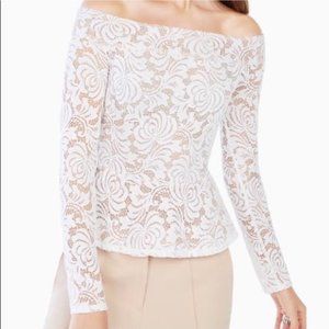 LKNW BCBG MAXazria lace peplum, blouse ivory s (F1)